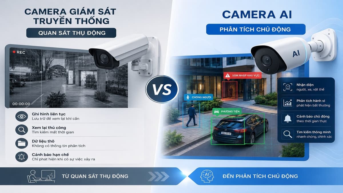 So sánh camera giám sát truyền thống và camera AI: từ quan sát thụ động đến phân tích chủ động