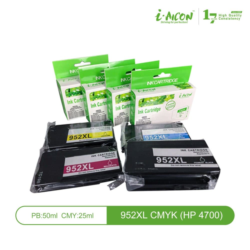 Hộp mực in phun Aicon 952XL CMYK dùng cho HP OfficeJet Pro 4700 Series – Bộ 4 màu