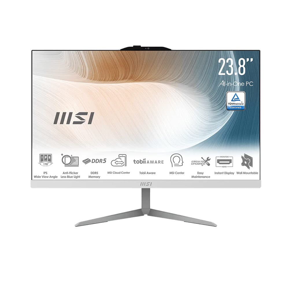 Máy tính để bàn All in One MSI Modern AM242 1M AE0722-2442 (Intel Core 7 150U | 8GB | 512GB | Intel Graphics | 23.8 FHD | Non-touch | Trắng | NoOS)