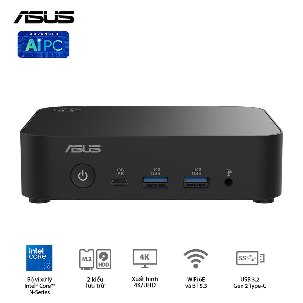Bộ Mini PC Asus NUC 14 Essential RNUC14MNK355 ( NUC14MNK (N355)/1xDDR5-4800/1x M.2 22x80/2242 PCIe Gen3x4 /1x LAN/No-OS ) - RNUC14MNK3500000
