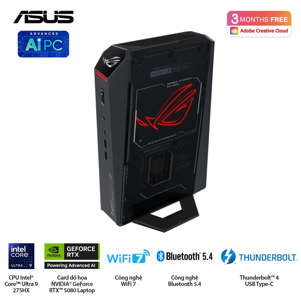 Bộ PC ASUS NUC RNUC15JNK RNUC15JNK7X569A0 (U7 255HX | 16GB (2x8GB) DDR5-6400 | 1TB Gen4 NVMe  | Wifi7 | RTX 5060 | Win11 ) - hỗ trợ OpenClaw, NemoClaw