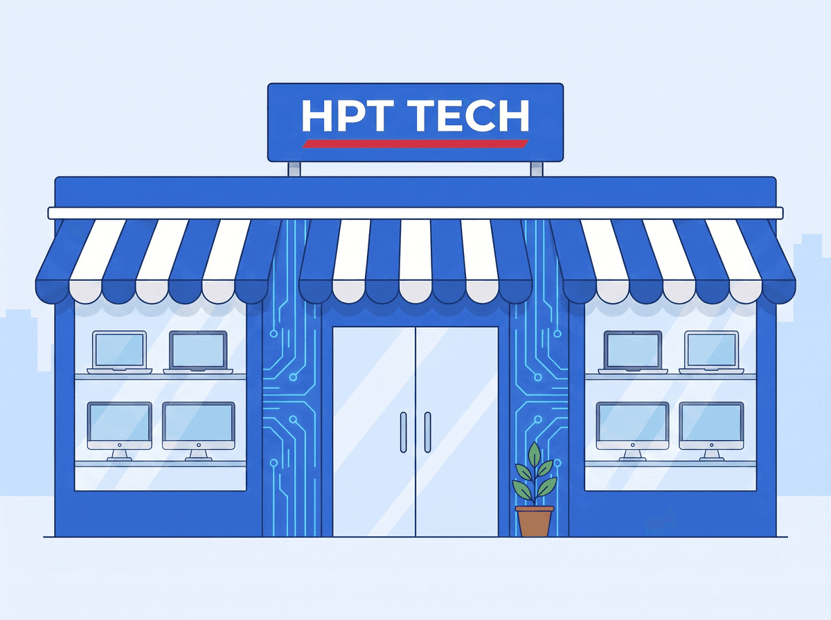 Minh họa mặt tiền showroom HPT Tech Thanh Hóa