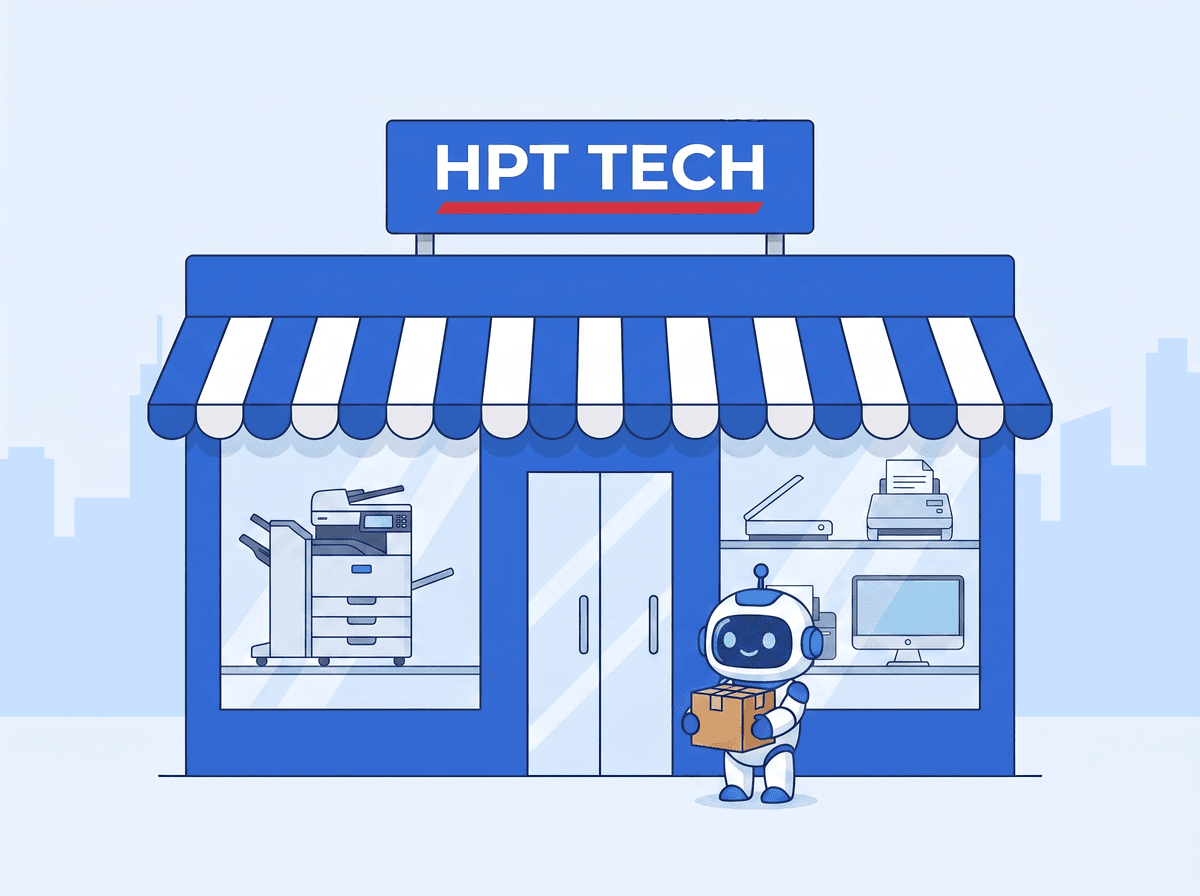 Minh họa mặt tiền showroom HPT Tech Quảng Ngãi