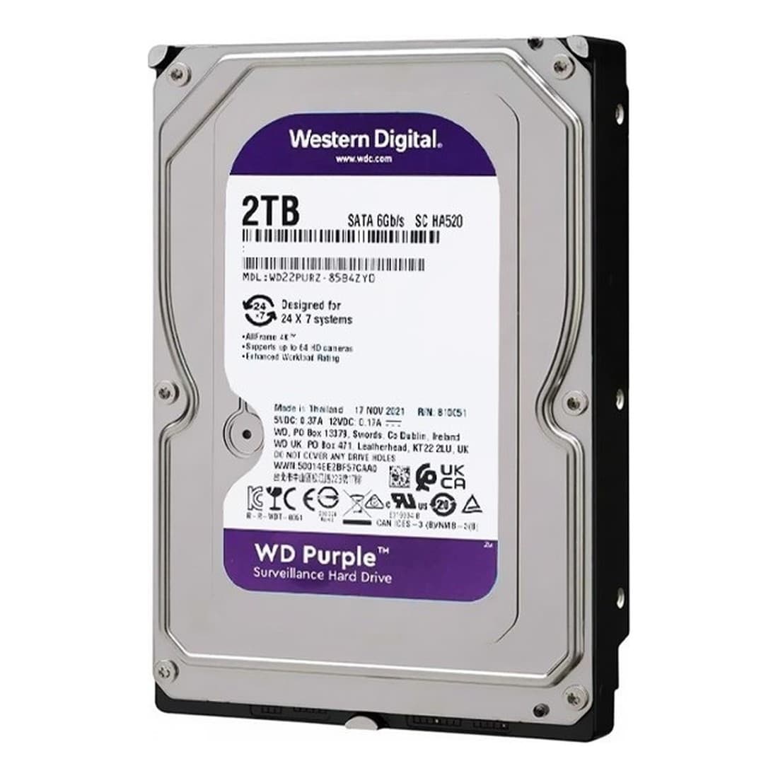 Ổ cứng Western Digital Purple 2TB 64MB Cache 5400RPM WD23PURZ