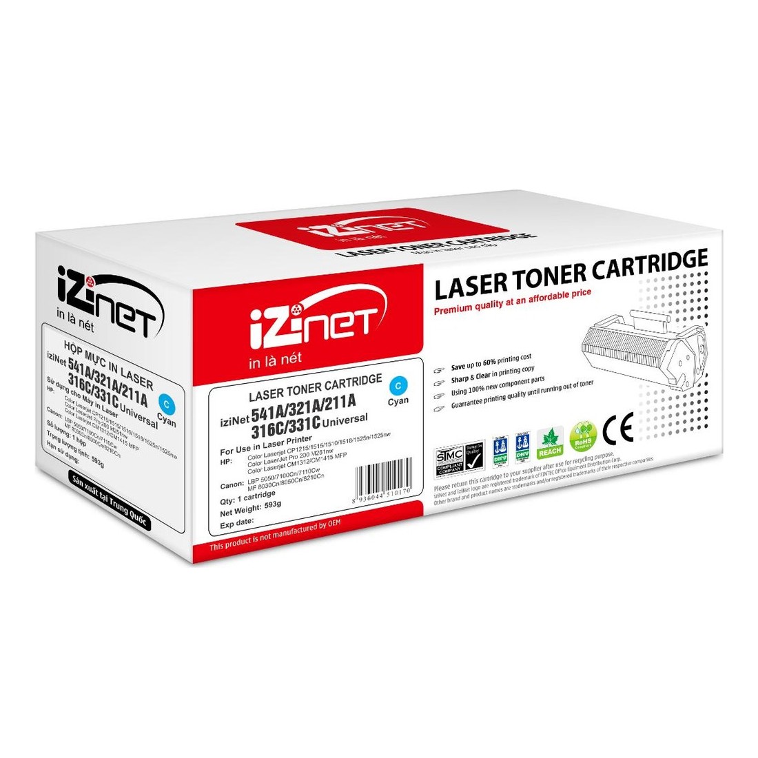 Hộp mực in Laser iziNet 541A/321A/211A/316C/331C