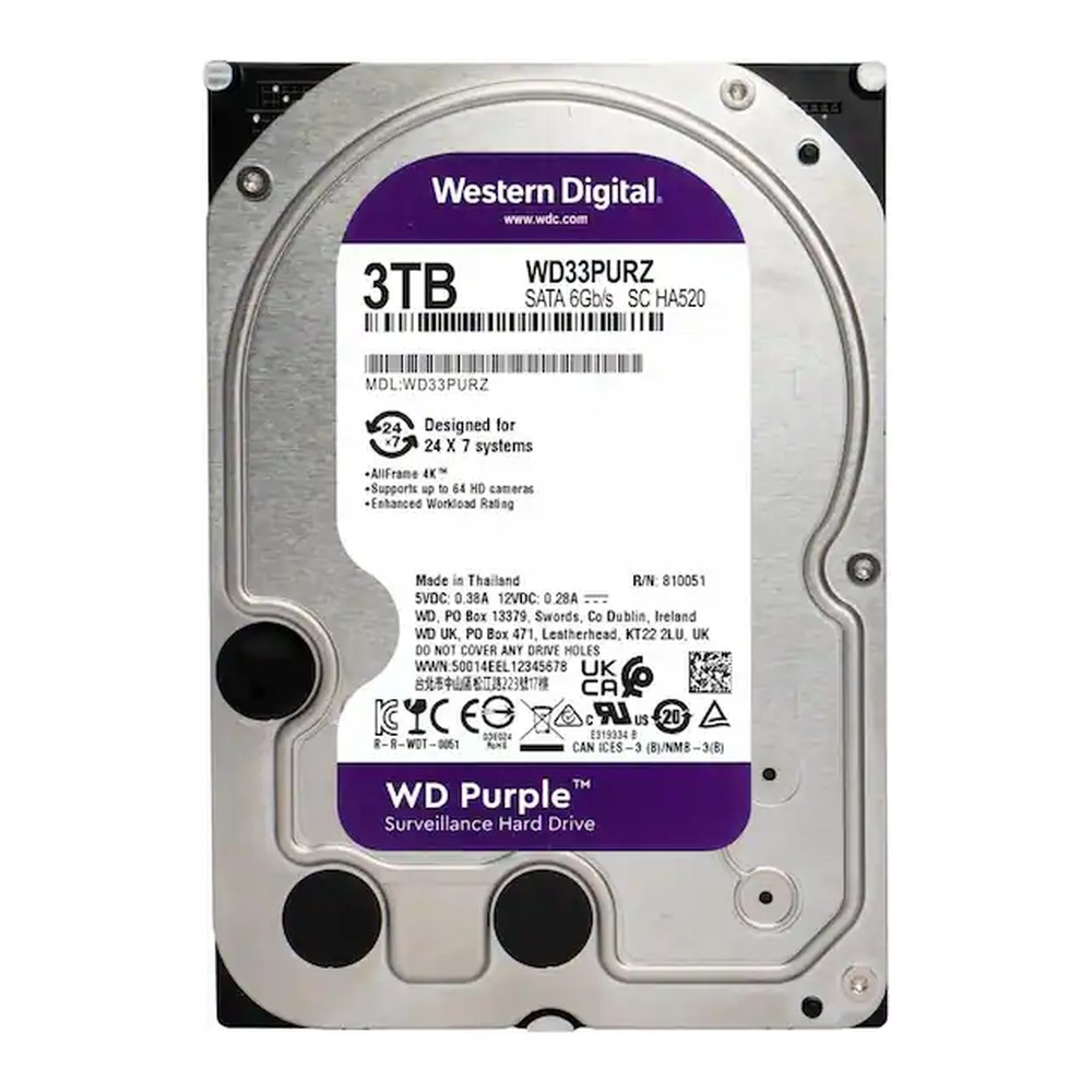 Ổ cứng Western Digital Purple 3TB 256MB Cache 5400RPM WD33PURZ