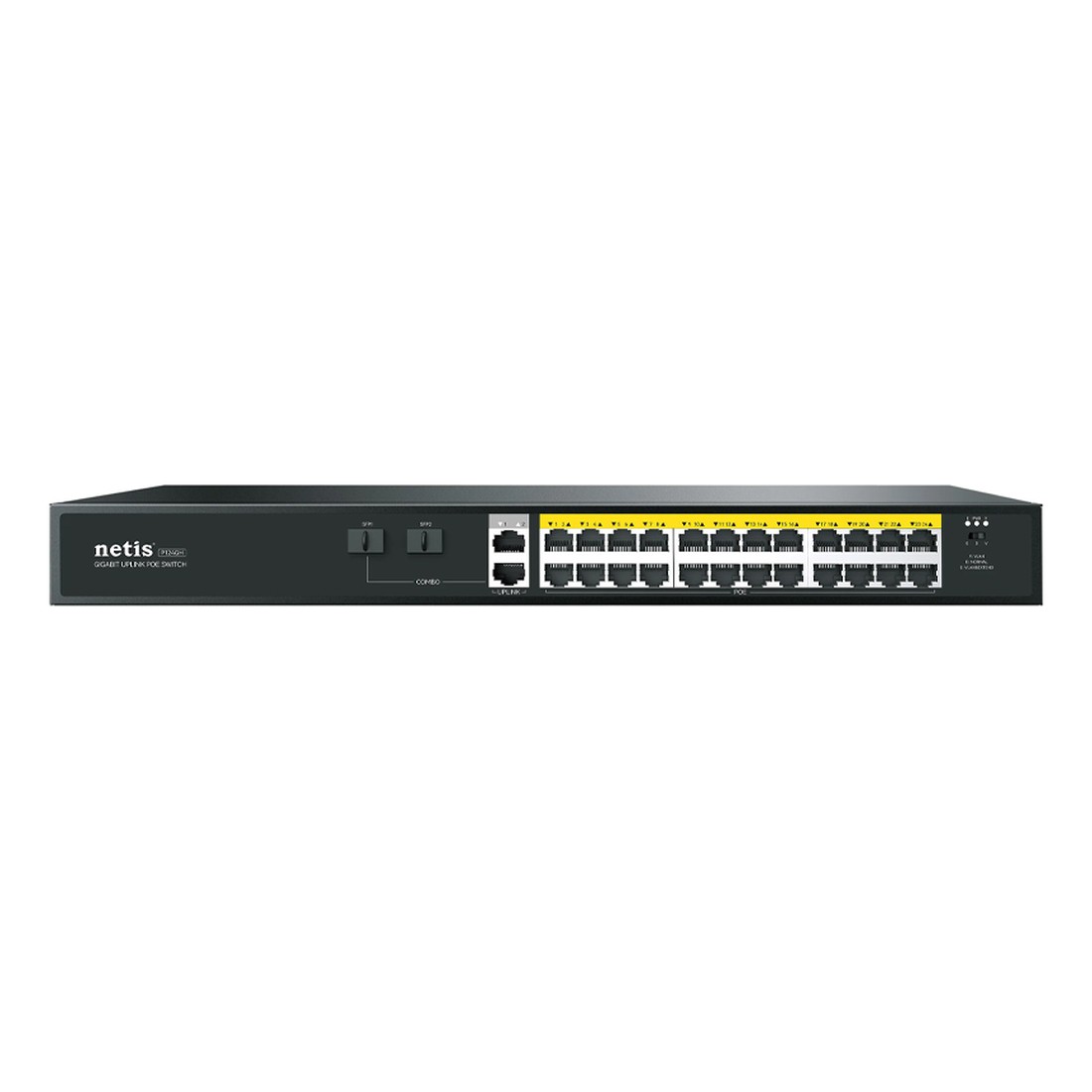 Switch 24 port PoE + 2 Uplinks + 3 SFP chuyên dụng cho CCTV Netis P124GH