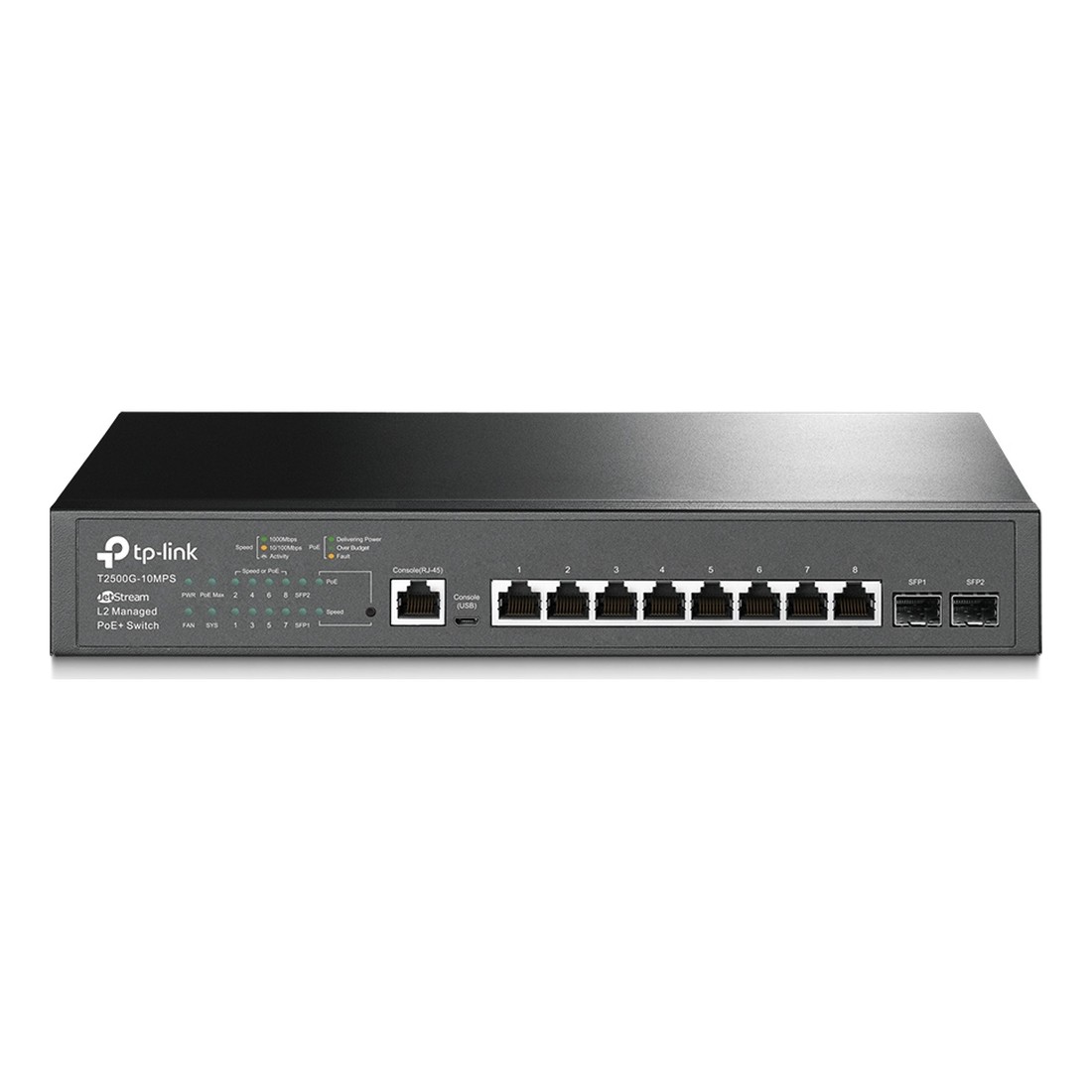 Thiết bị mạng Tplink T2500G-10MPS 8-Port Gigabit L2 Managed PoE+ Switch with 2 SFP Slots