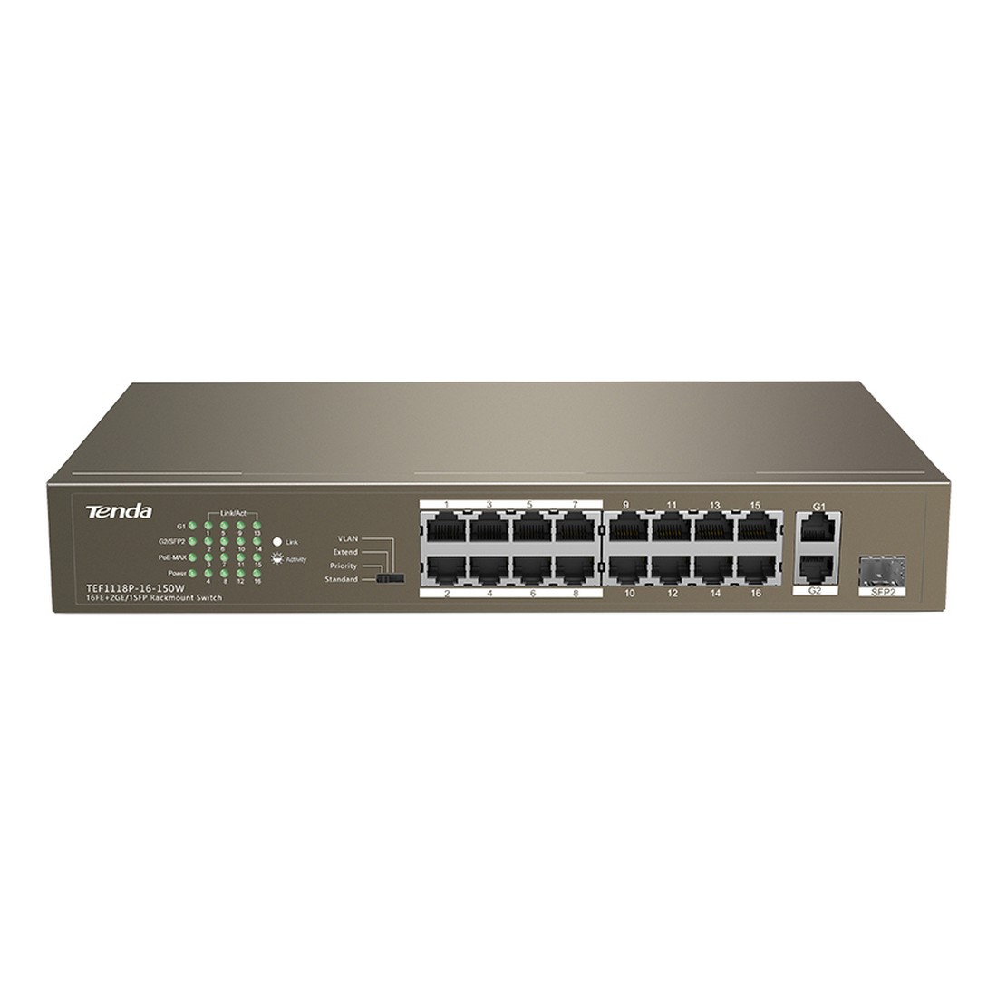 Switch PoE 10/100Mbps Tenda TEF1118P-16-150W