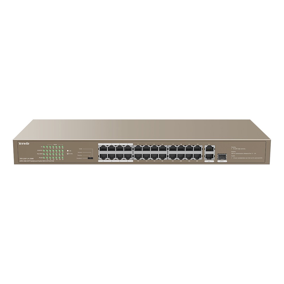 Switch PoE 10/100Mbps Tenda TEF1126P-24-250W