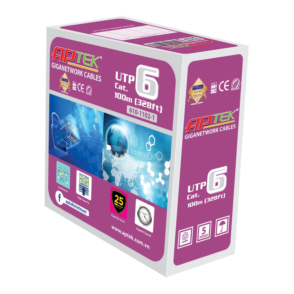 Cáp mạng APTEK UTP CAT.6 100m