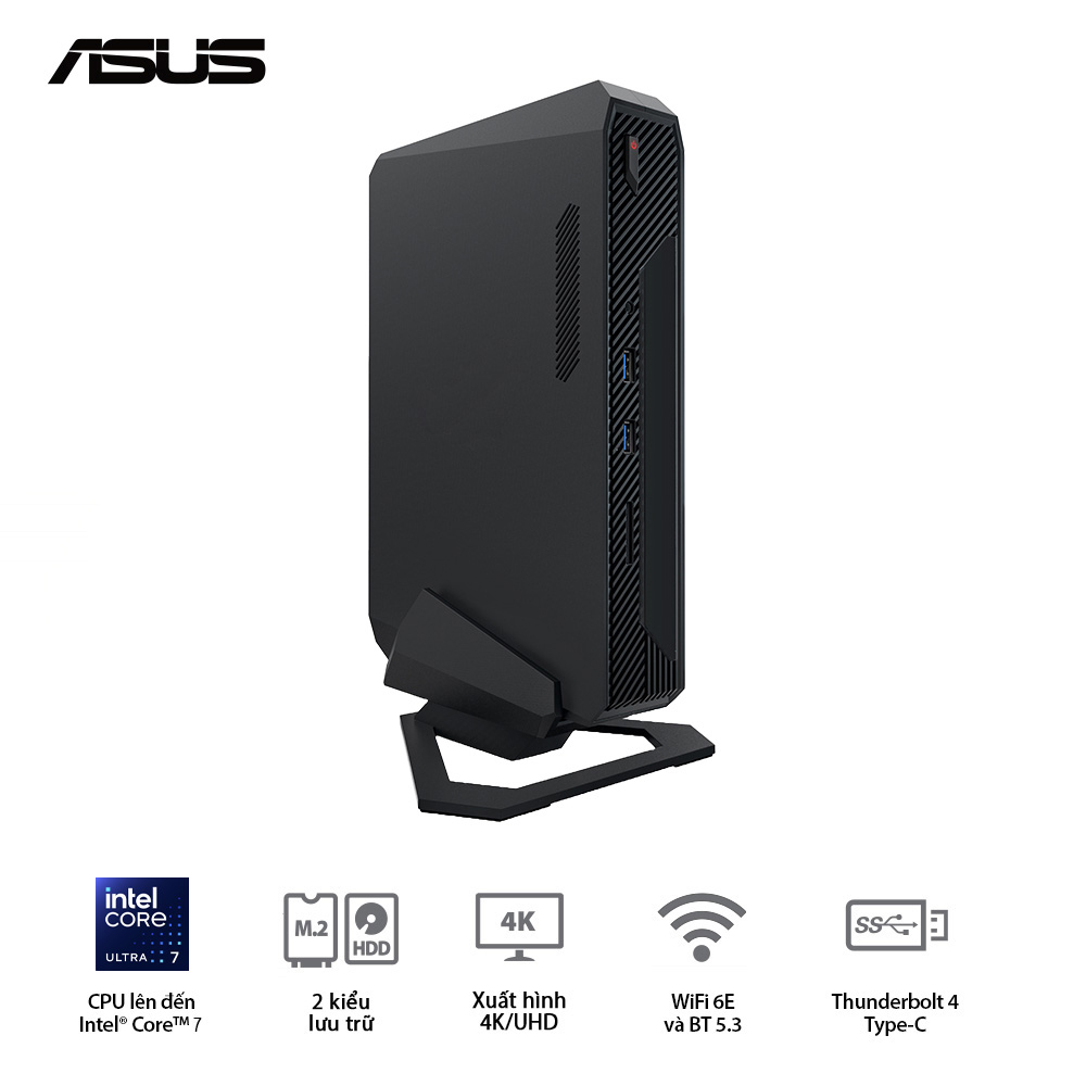 Bộ Mini PC Asus NUC ROG RNUC14SRKU710001I (U7 155H | 2xDDR5-5600 | 3x Gen4 NVMe | Killer Wifi 6E | Win11 | RTX 4060 | Non ROG Logo)