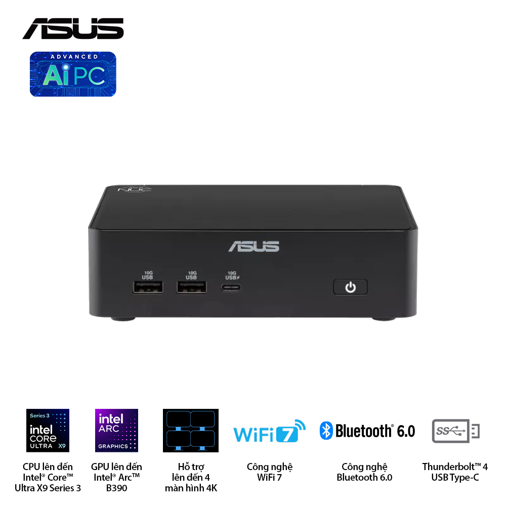 Bộ PC ASUS NUC 16 Pro RNUC16GDKX76C302 (X7-358H | 32G LPDDR5x | 512G M.2 2280 NVMe™ PCIe® 4.0 SSD | 2x HDMI 2.1 | 2x Thunderbolt | Win11 | VESA MOUNT)