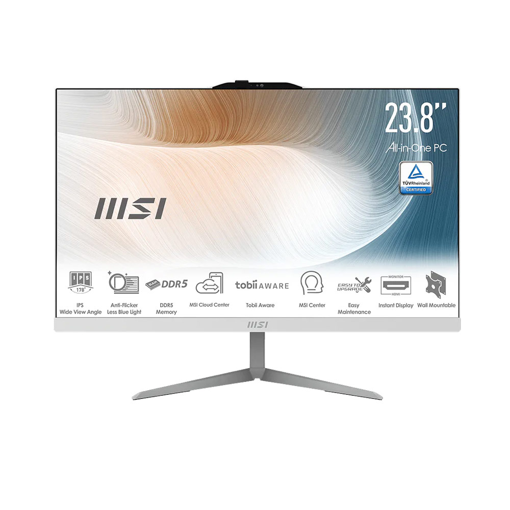 Máy tính để bàn All in One MSI Modern AM242 1M AE0722-2442 (Intel Core 7 150U | 8GB | 512GB | Intel Graphics | 23.8 FHD | Non-touch | Trắng | NoOS)