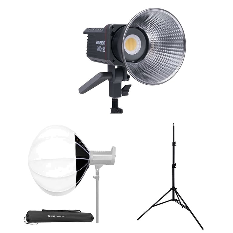 Amaran 200x - S + Softbox cầu K&F Concept 65cm + Amaran 2.8m