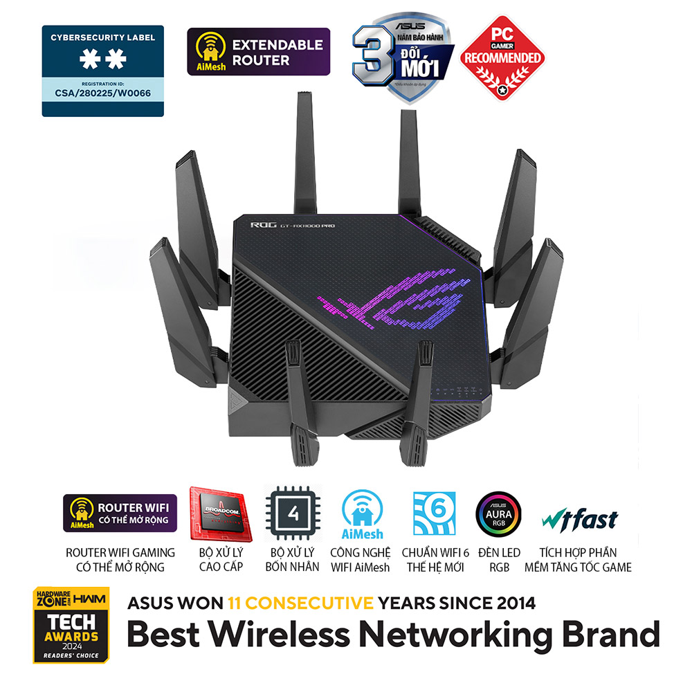Bộ phát wifi 6 Asus ROG Rapture Gaming GT-AX11000 Pro