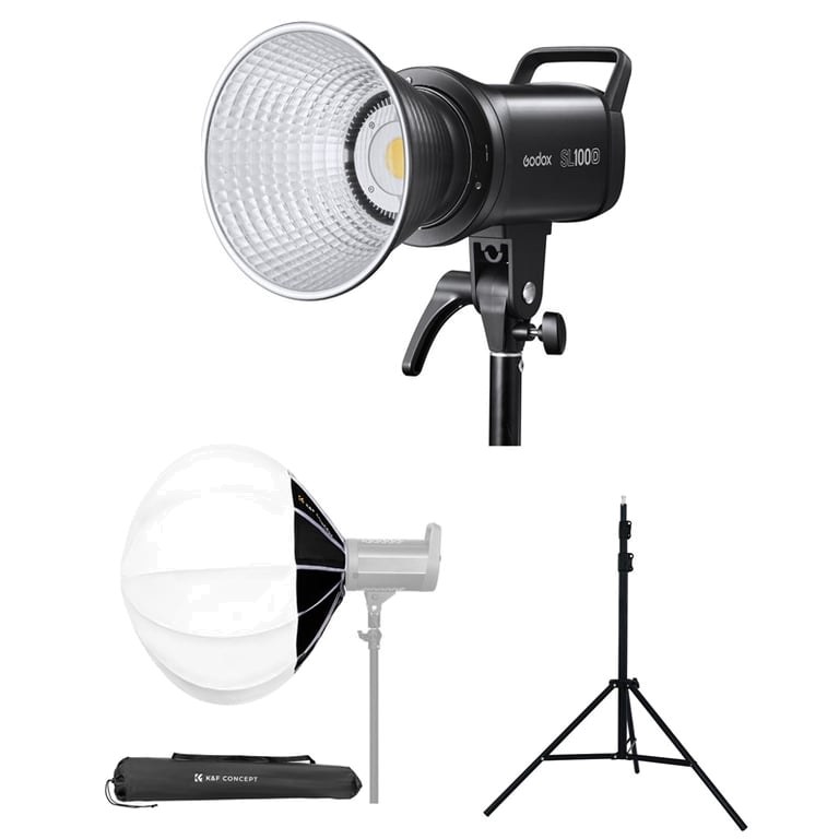 Godox SL100D + Softbox cầu K&F Concept 65cm + Chân MD - 240A