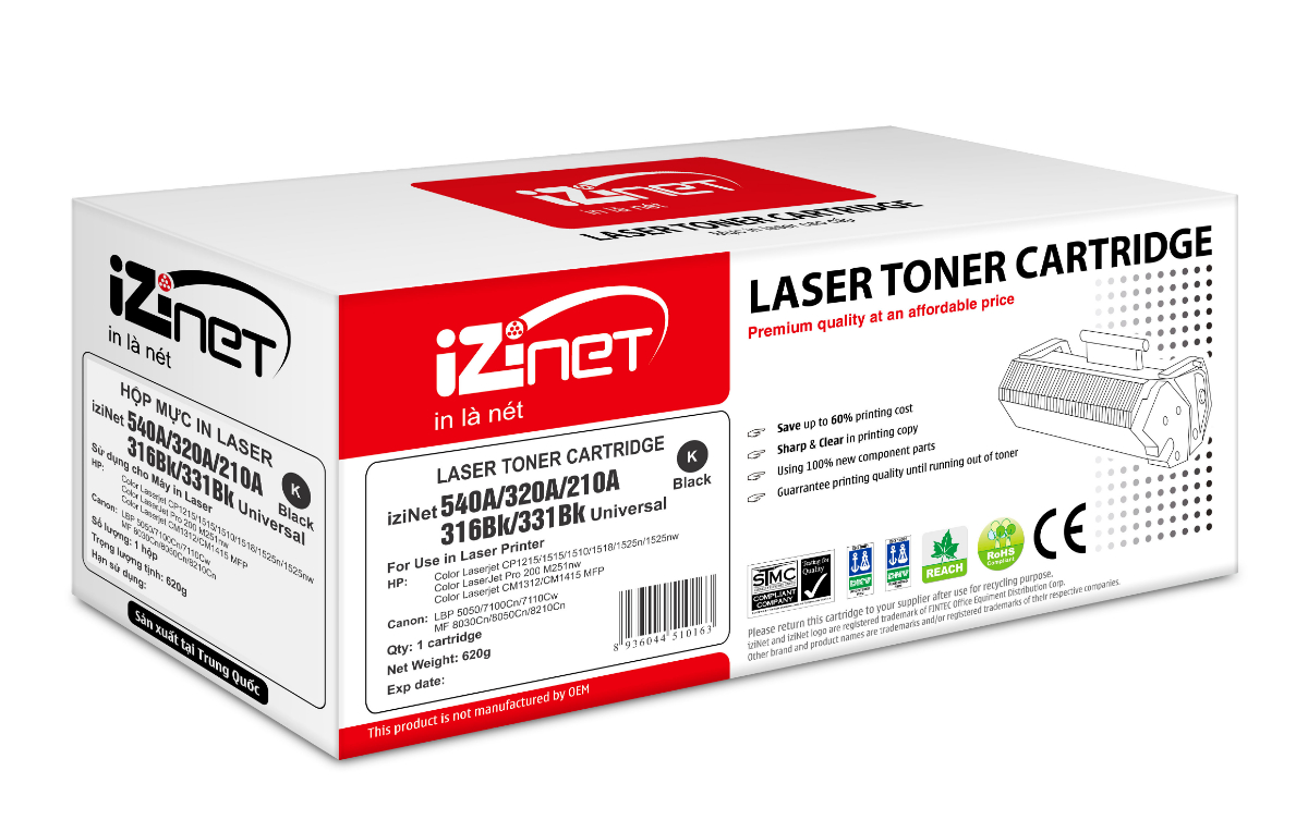 Hộp mực in Laser iziNet 540A/320A/210A/316Bk/331Bk