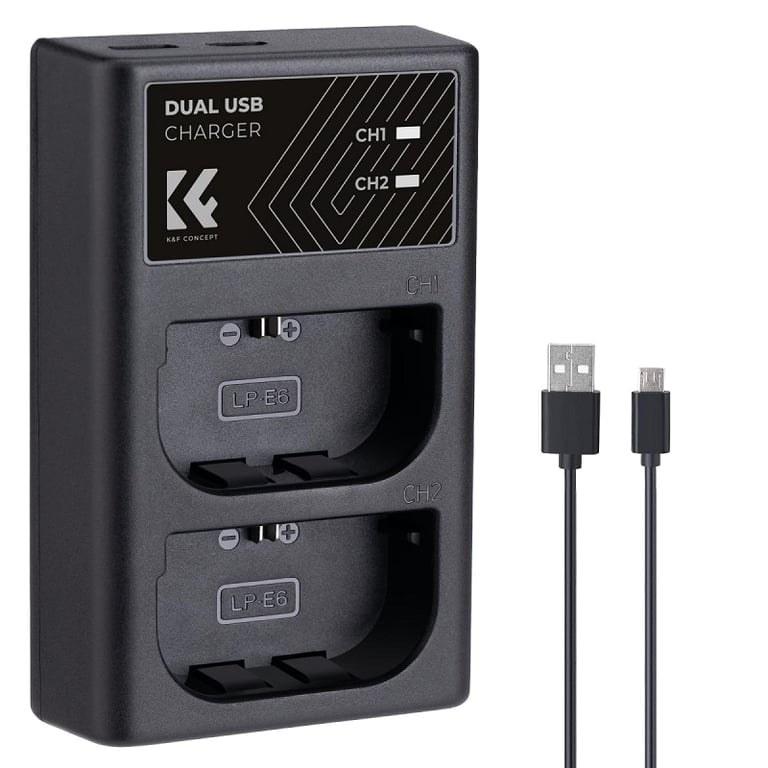 Sạc pin 2 khe K&F Concept LP-E6 KF28.0007 cho R5, R6, R6II, R7