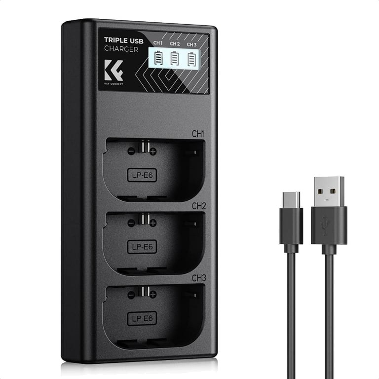 Sạc pin 3 khe K&F Concept LP-E6 KF28.0062 cho R5, R6, R6II, R7