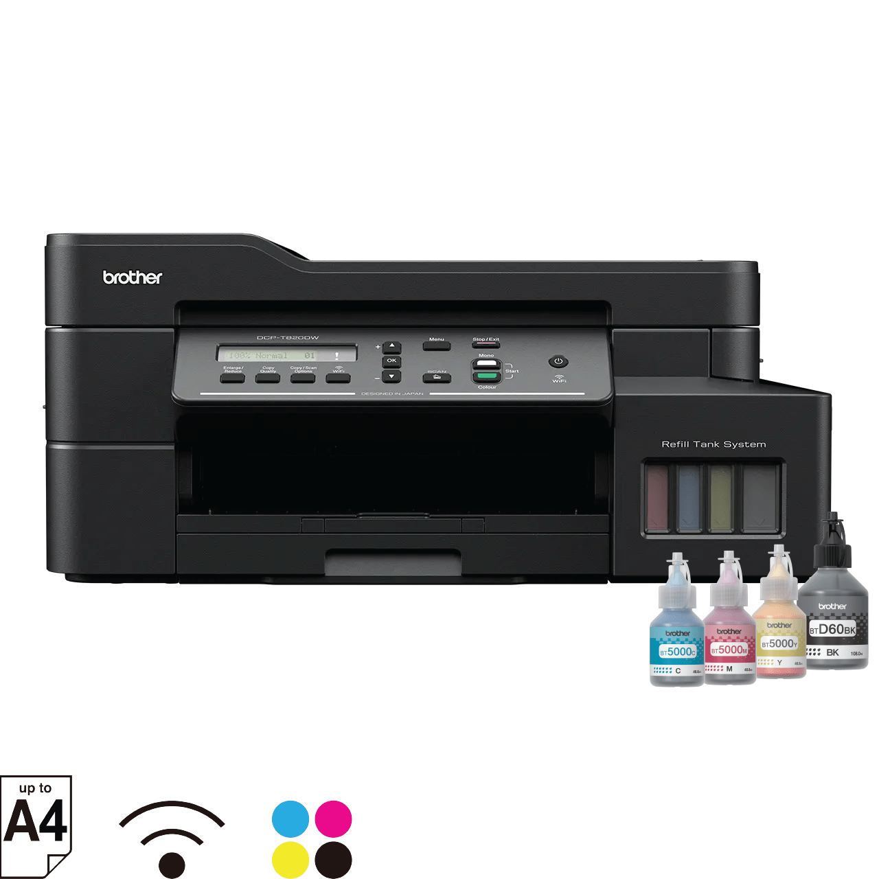 Máy in phun màu đa năng Brother DCP-T820DW (In đảo mặt, Scan ADF 1 mặt, A4, USB, LAN, WIFI)