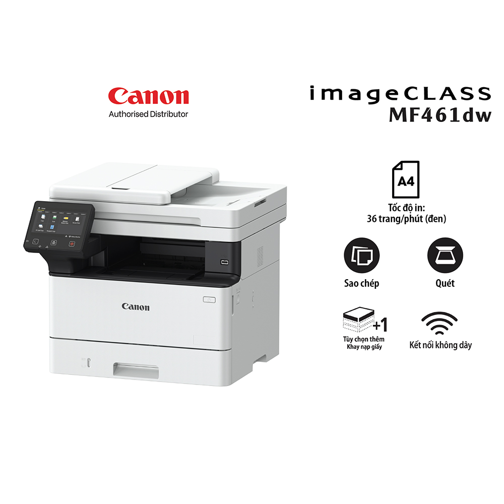 Máy in laser đen trắng đa năng Canon MF461dw (In đảo mặt| Copy | Scan| ADF| A4| A5 USB| LAN| WIFI)