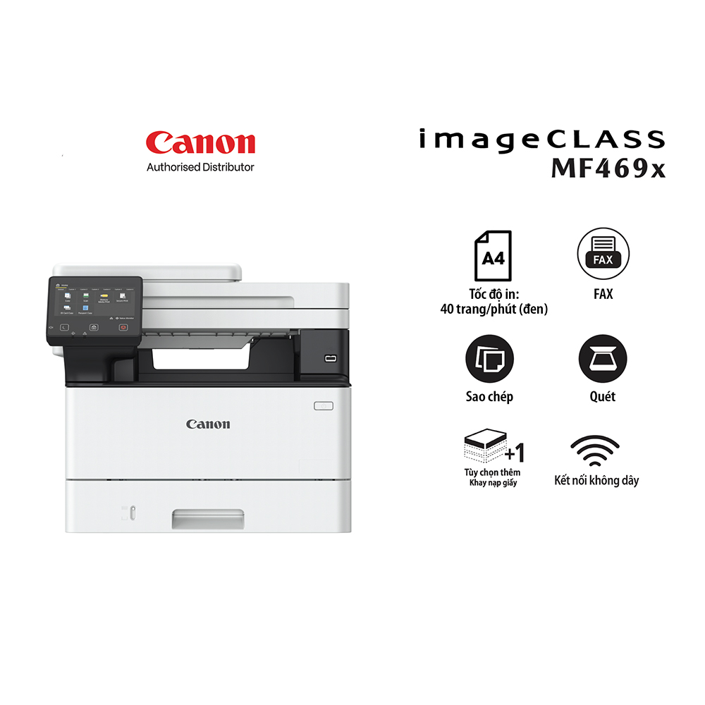 Máy in laser đen trắng đa năng Canon MF469x (In đảo mặt| Copy | Scan| ADF| Fax| A4| A5 USB| LAN| WIFI)
