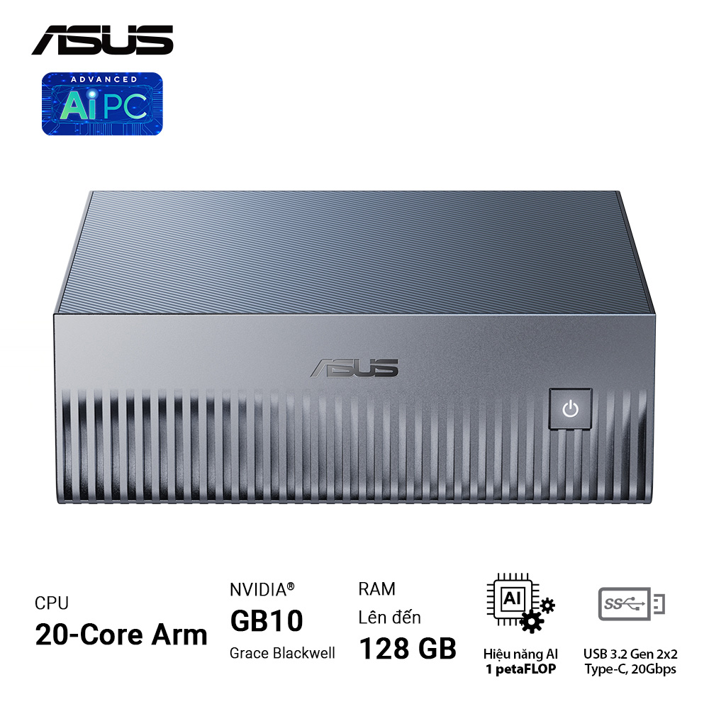 Bộ Mini PC AI Asus Ascent GX10-GG0036BN (Nvidia GB10 | 128 GB RAM |4TB M.2 NVMe PCIe® 5.0 SSD storage) hỗ trợ OpenClaw, NemoClaw