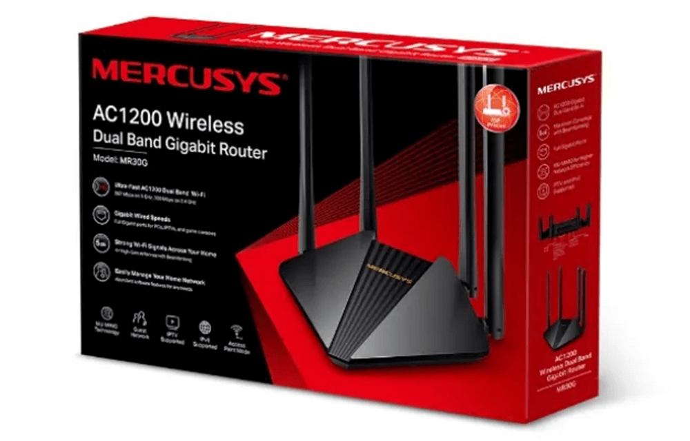 Router WiFi băng tần kép AC1200 Mercusys MR30G Gigabit