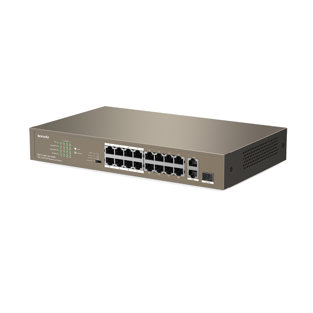 Switch PoE 10/100Mbps Tenda TEF1118P-16-150W